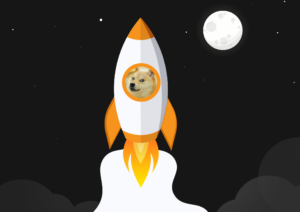 Dogecoin no foguete indo à Lua